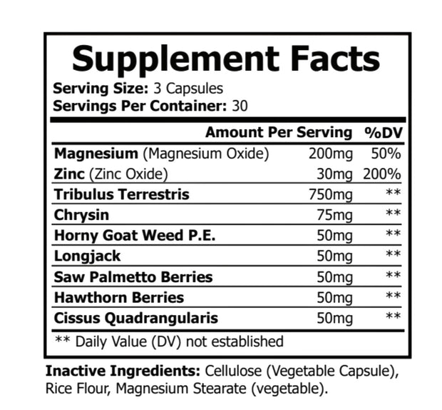 Testosterone Support- Natural Boost- Organic Formula- Gluten-Free Supplement